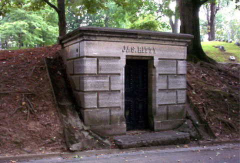 The family vault of James Ritty in at Dayton's Woodland Cemetery