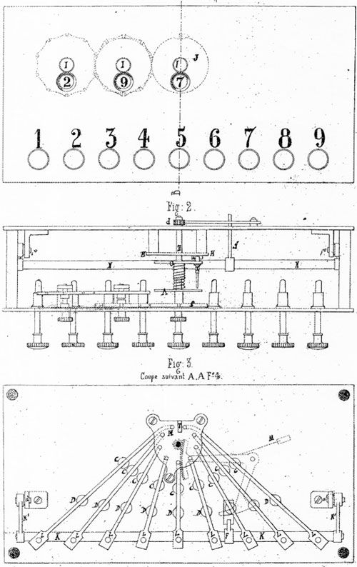 The patent drawing of the first Jacot des Combes