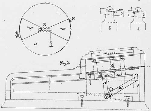 The french patent of Collett (side view of the machine)