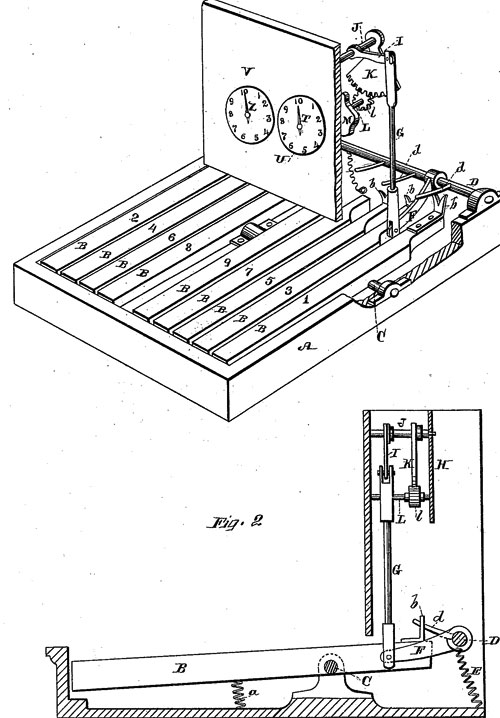 Peter Forrester adding machine patent drawing