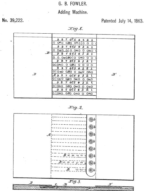 The patent drawing of Fowler