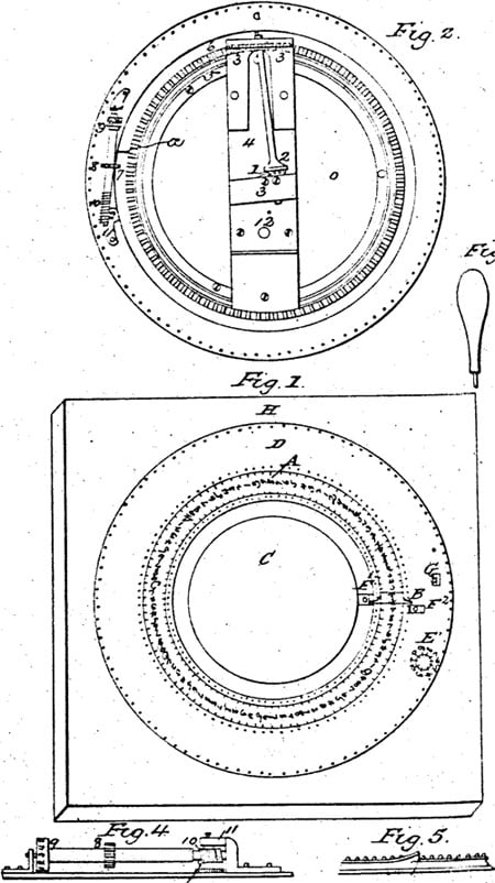 The mechanical calculator of William Haines the patent drawing