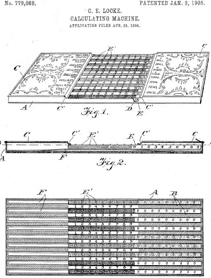 The patent drawing of Locke Adder