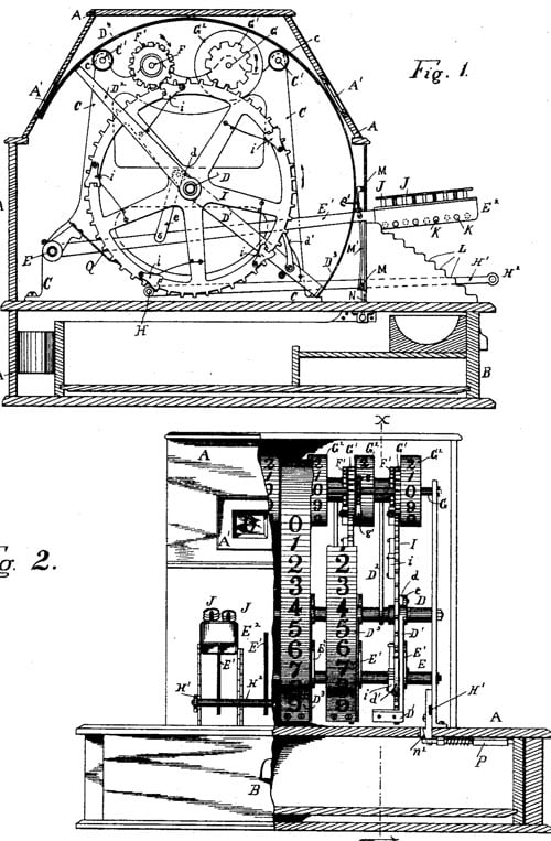 The first patent drawing of Melvin Lovell