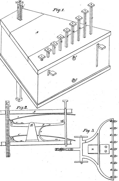 The patent drawing of the machine of Parmelee