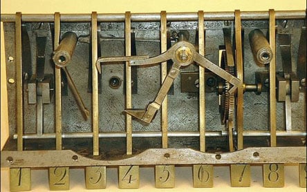 The inside of calculating machine of Victor Schilt