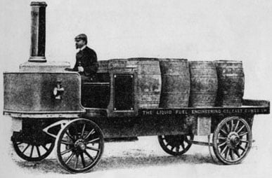 Henry Alonzo House at the wheel of his steam car