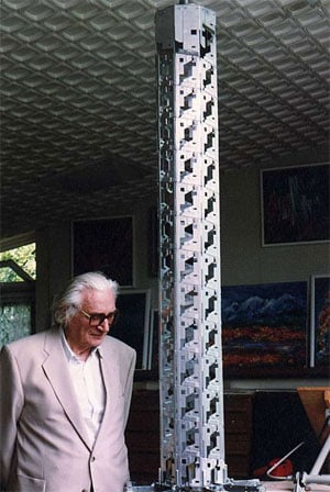 Konrad Zuse with the project of his Helix-Tower