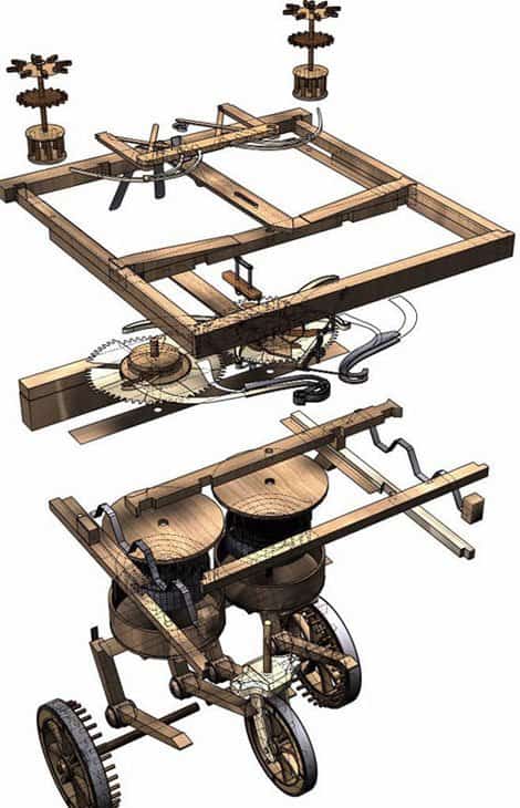 Another digital model of the self-propelled cart of Leonardo.
