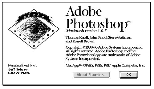 Photoshop 1.0 splash screen