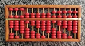 Traditional Chinese abacus illustrating the suspended bead use