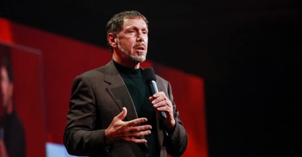 Larry Ellison giving a speech