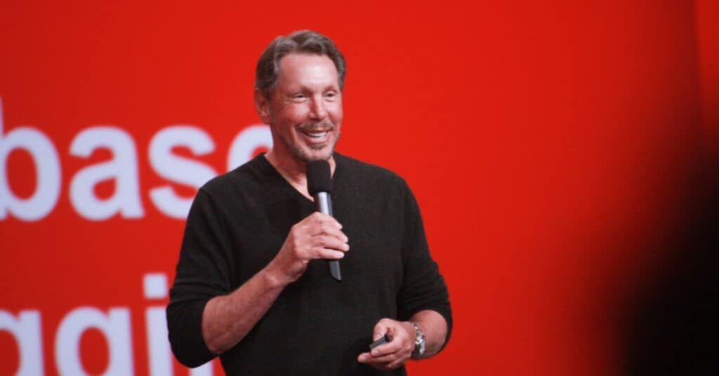 Larry Ellison making a speech