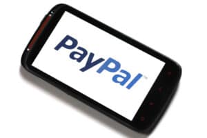 PayPal logo on a cell phone