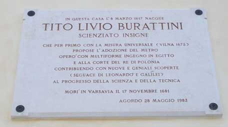 Plaque on the native house of Burrattini.