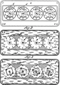 The patent drawing of adding machine of William Lang.