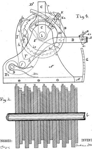 Andrew Stark's first machine patent drawings