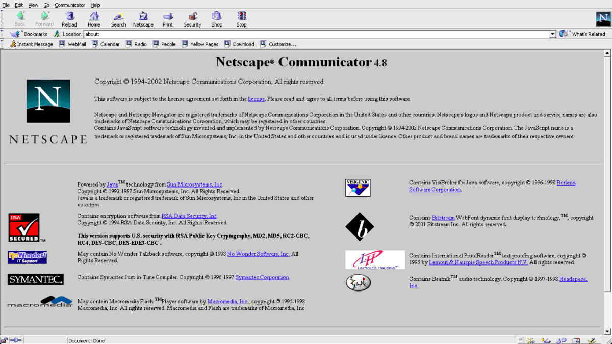 screenshot of netscape communicator homepage