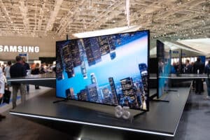 Samsung QLED 8K on display at a Samsung electronics store
