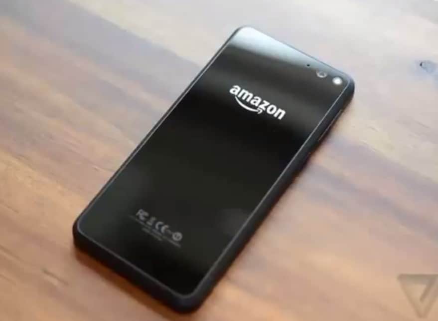 Amazon fire phone on a wooden desk