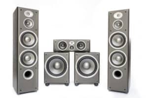 a set of high fidelity surround sound speakers