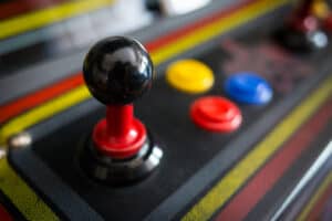 Joystick of a vintage arcade video game