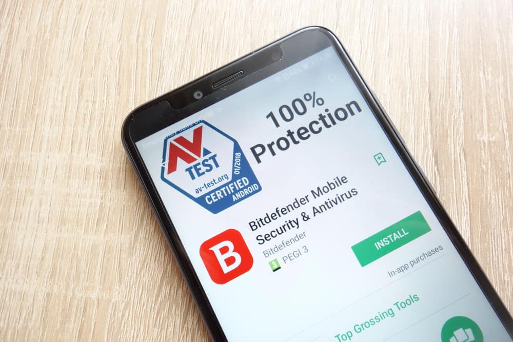 bitdefender antivirus mobile app on a smartphone screen