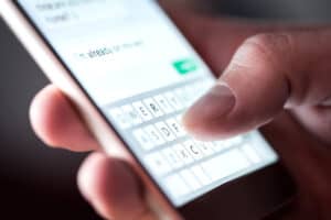 Texting on messenger app smartphone