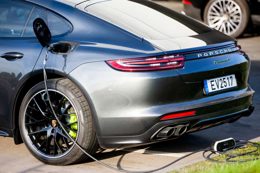 Porsche Panamera 4 E-Hybrid recharging at a charging station