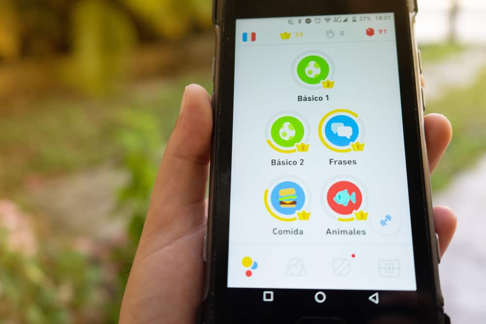Duolingo app Spanish lesson on a smartphone