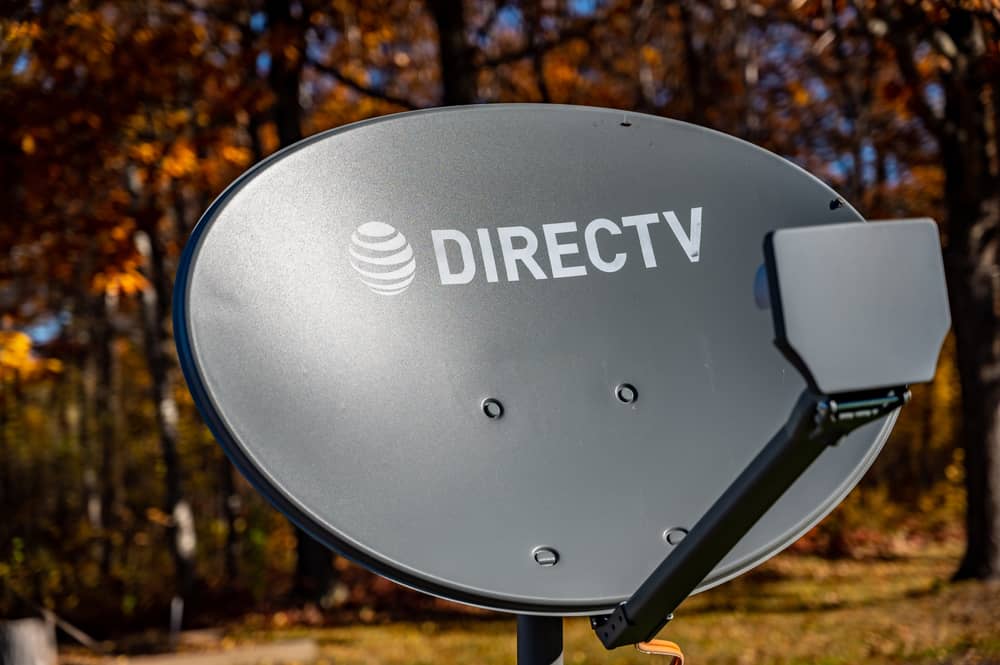 Gray satellite dish with DirecTV logo