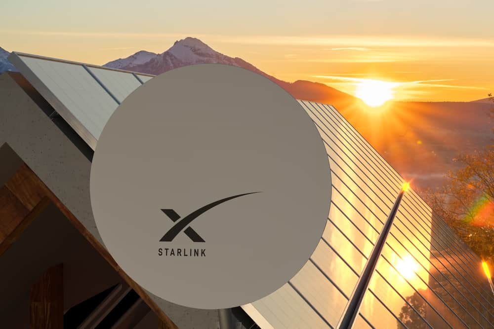 starlink satellite internet dish mounted to a roof