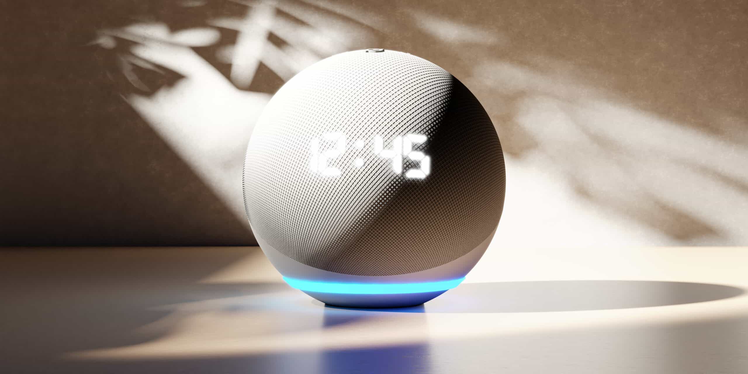 An Amazon Echo Dot 4, which runs Amazon's smart assistant, Alexa