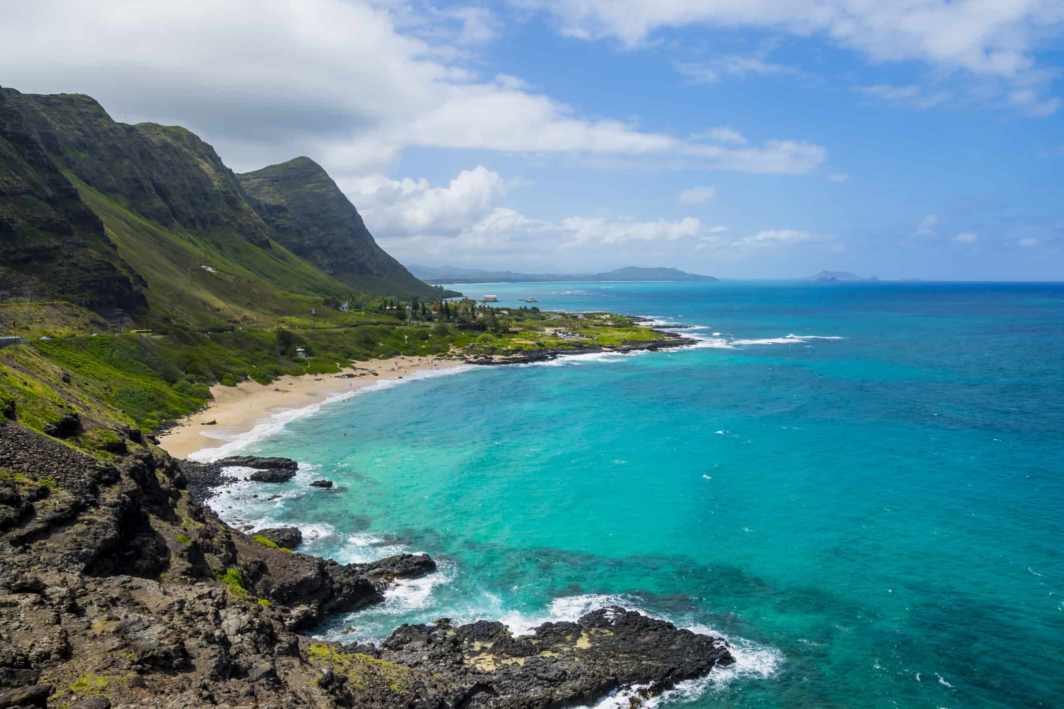 A rocky shoreline in Hawaii