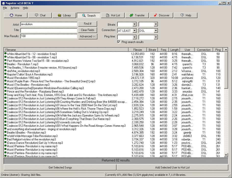 music files on Napster