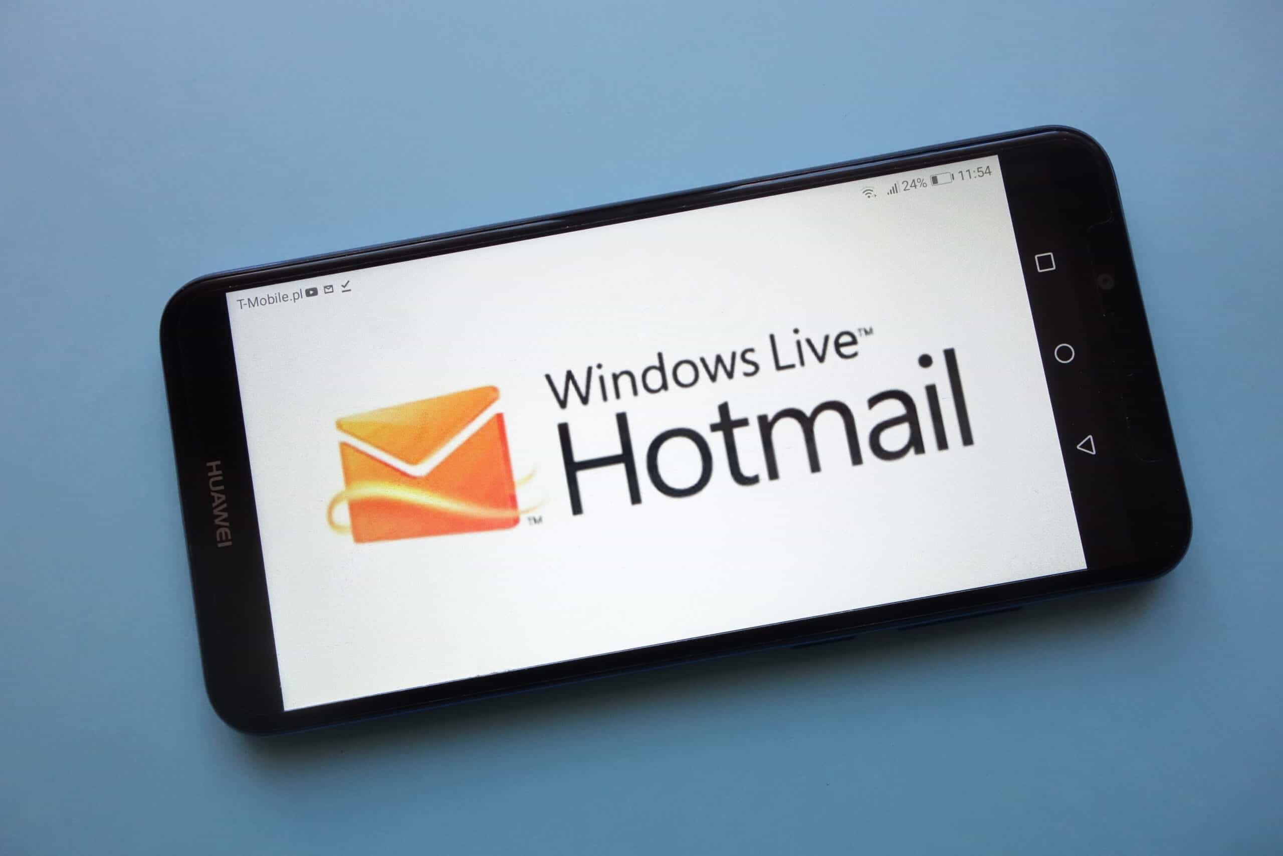 hotmail on a smartphone screen
