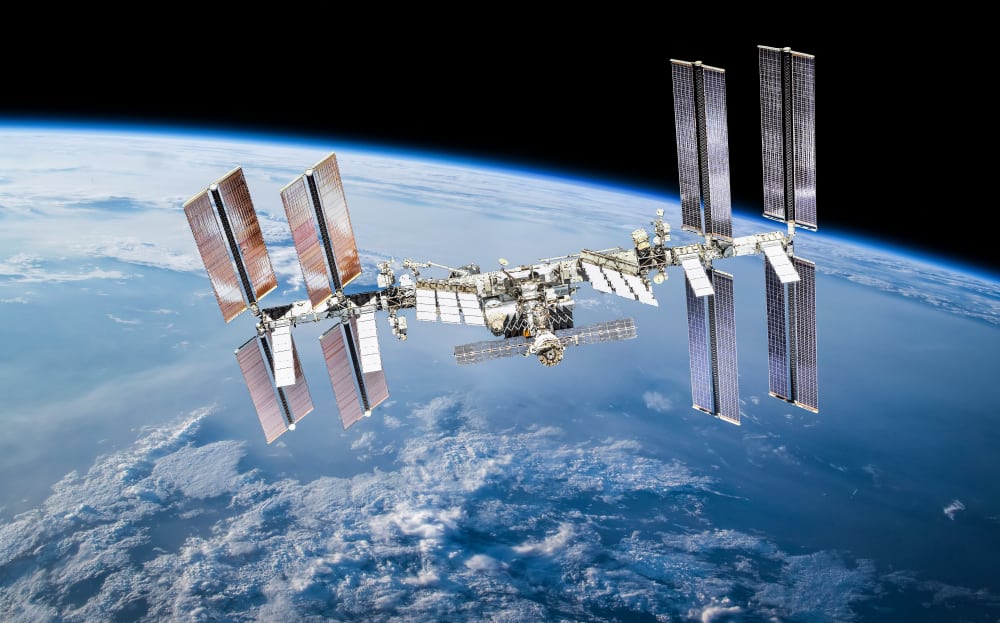 International space station on Earth's orbit