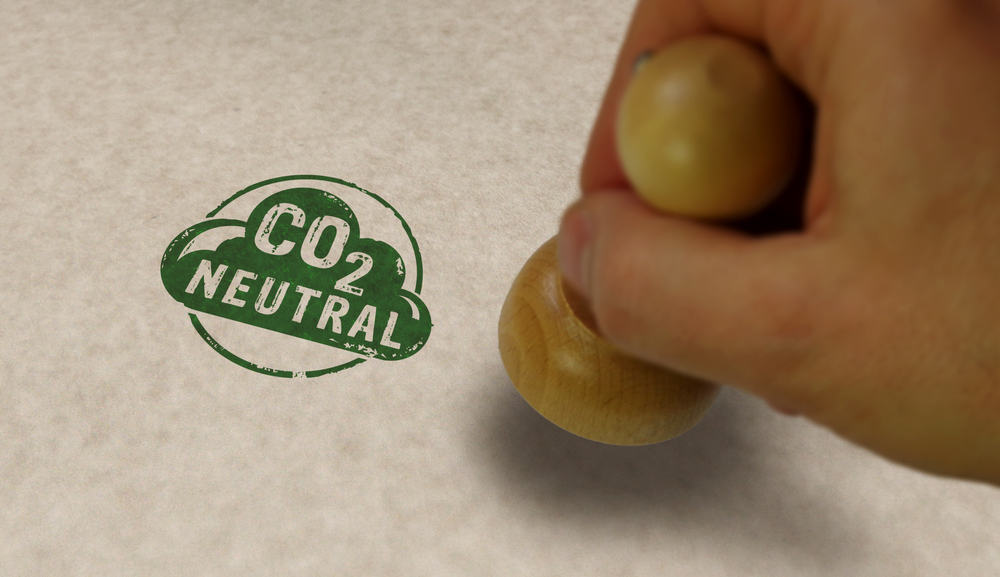 CO2 carbon neutral emission stamp and stamping hand