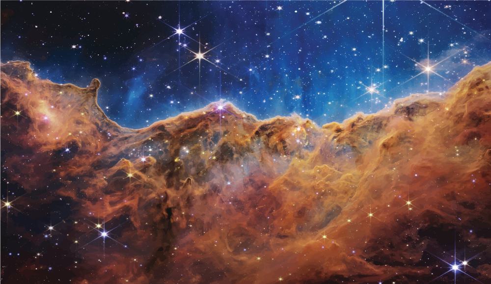 emerging stars in a cloud nebula