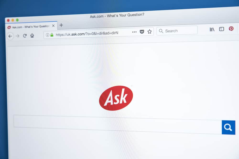 homepage of Ask.com