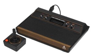 Atari 2600 wood veneer version on isolated background