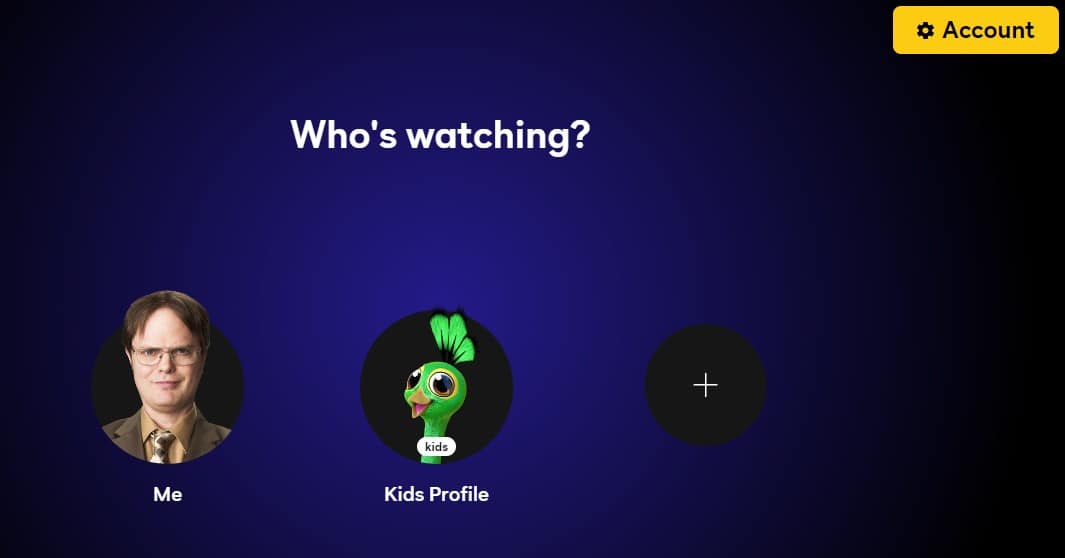 The profile screen on Peacock's website.
