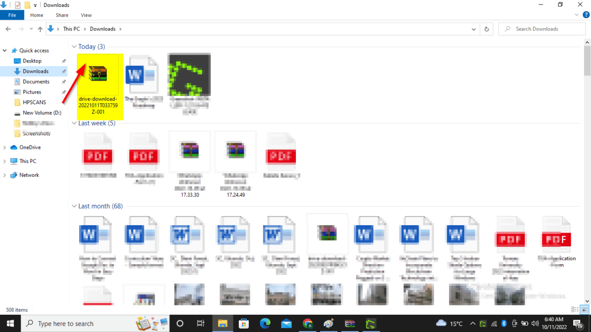 Downloads folder on a desktop showing the files that were downloaded.