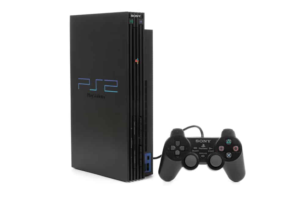 Black PS2 with game controller