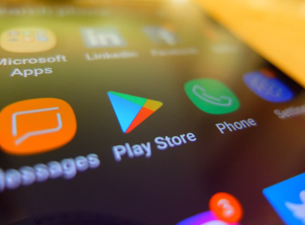 Playstore icon on smartphone screen