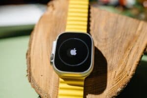 New Apple Watch Ultra on a log
