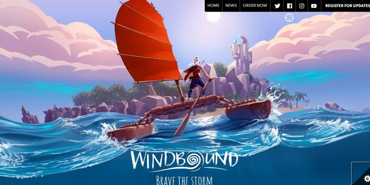 Screengrab of Windbound homepage