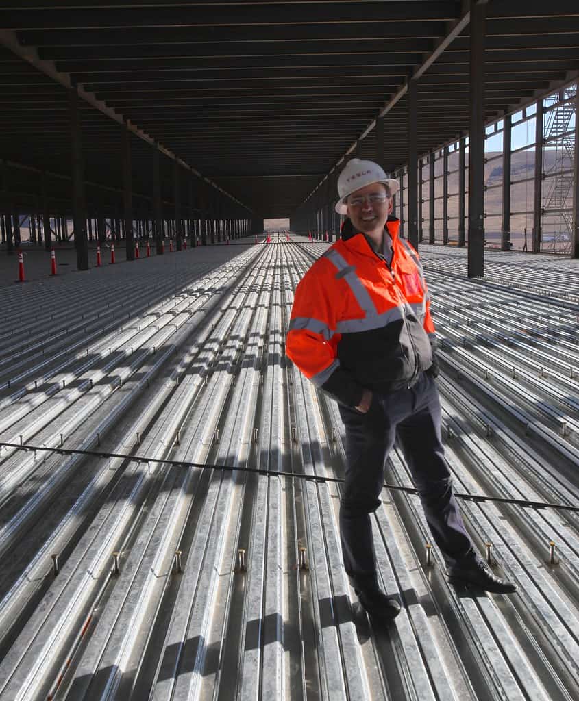 interior of the unfinished Gigafactory