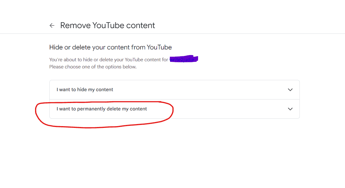 Delete Content YouTube