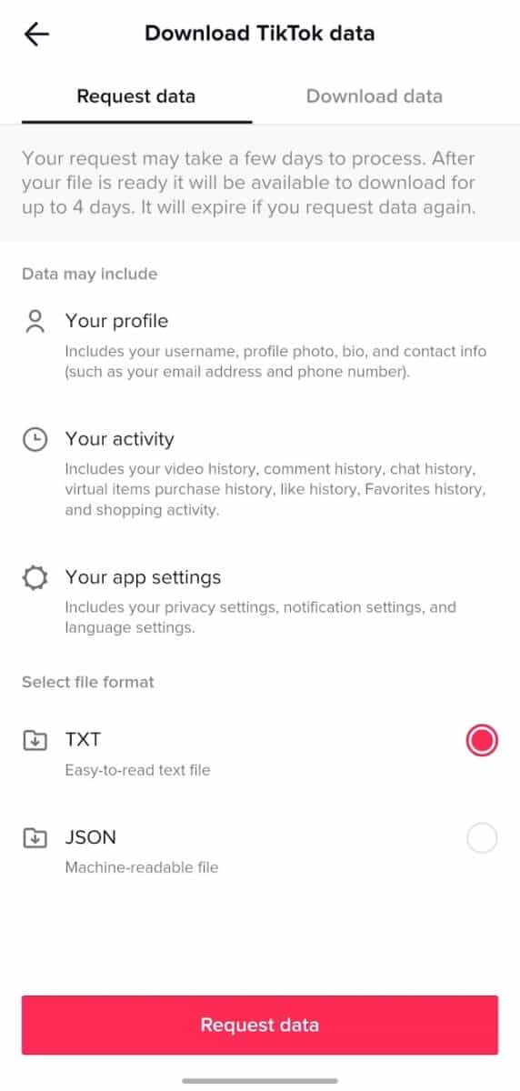 download your data from TikTok